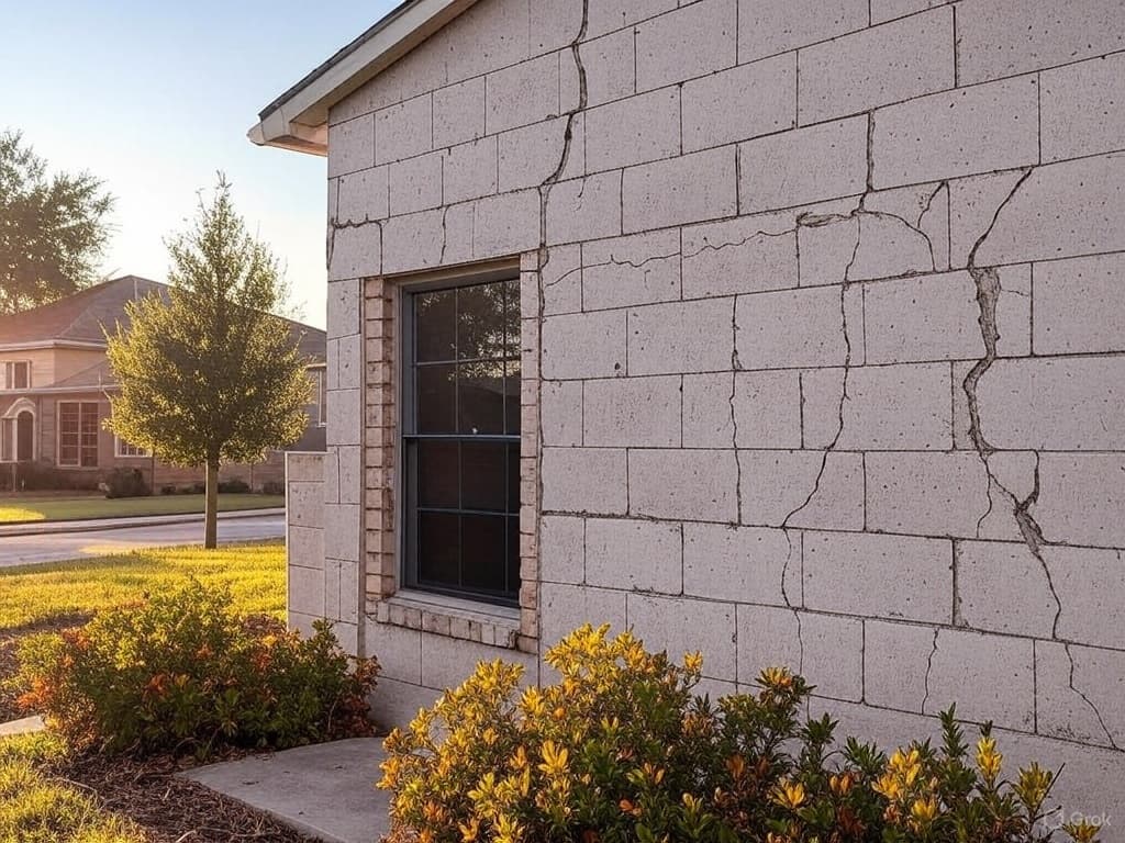 Brick repair in progress on a residential wall in McKinney, TX by Omega Masonry