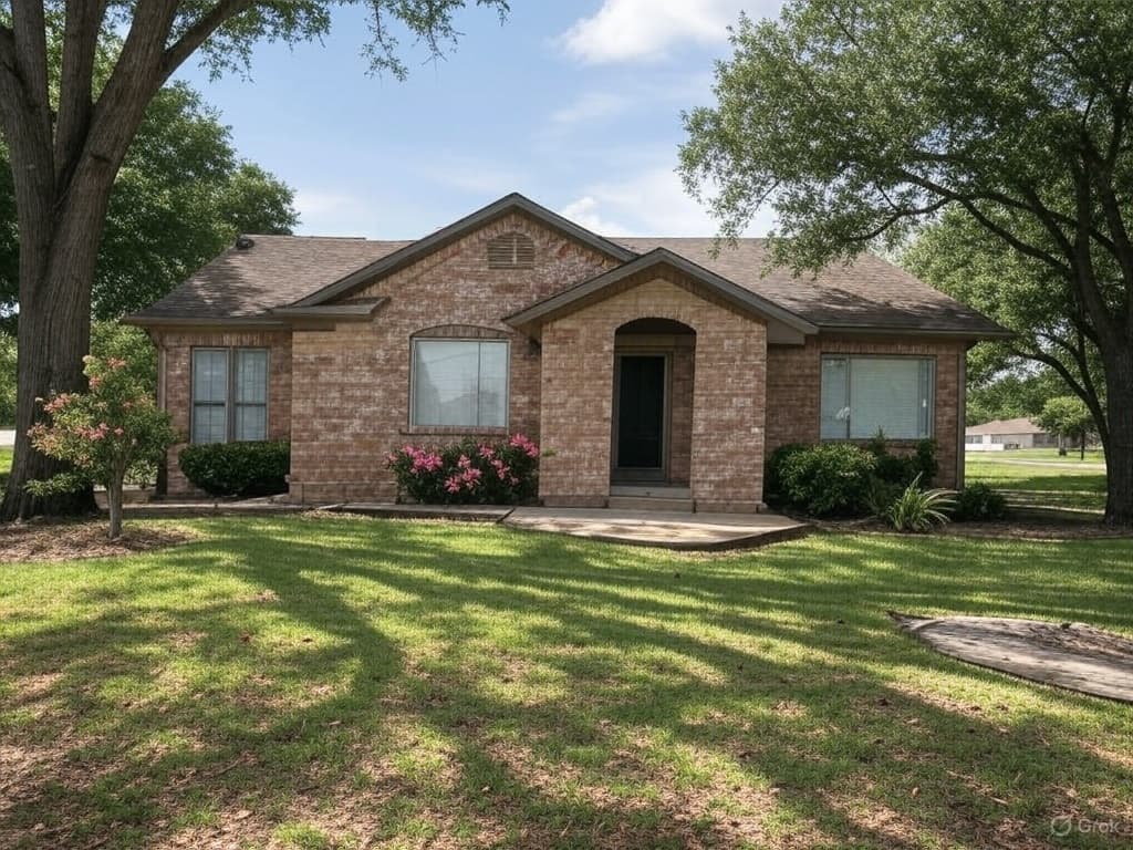Before and after tuckpointing repair on a residential brick wall in Rockwall, Texas