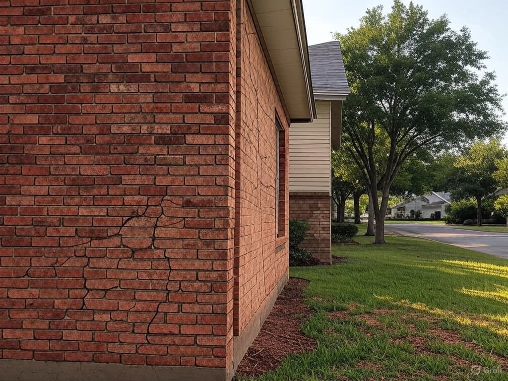 Omega Masonry technician performing detailed tuckpointing repair on residential brick façade in Dallas, TX